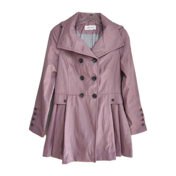 Calvin Klein Double-Breasted Pea Coat Women's Medium Lilac Hooded - Picture 1 of 8